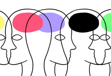 Illustration of profiles with brains of different colors.
