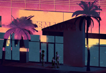 Illustration of a storefront with stem cell treatments